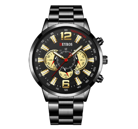 Fashion Mens Sports Watches Men Stainless Steel Quartz Wrist Watch Calendar Luminous Clock Man Business Casual Leather Watch 9