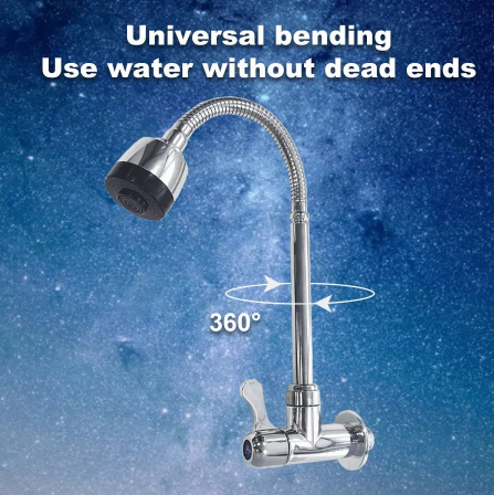 Wall Mounted Faucet Flexible Single Cold Stainless Steel Wall Tap Universal Kitchen Faucet Sink