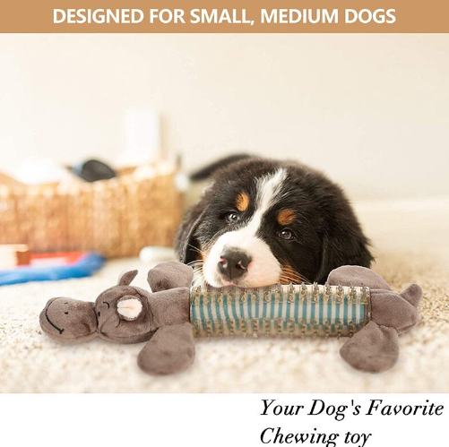 Interactive Dog Chew Toys Teeth Shaped Plush Rubber Animal Design Squeaker Pet Toys Lightweight Safe Puppy Play