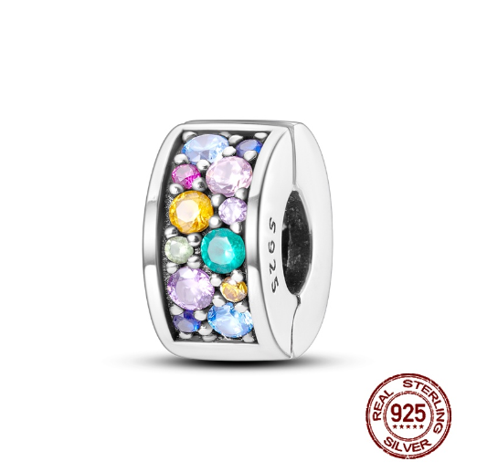 Fit Original Pandora Bracelet Beads Pendant 925 Sterling Silver Love Positioning Buckle Series Colorful Women Jewelry DIY Gift S027