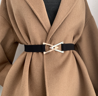Women's Elastic Belt Decorative Coat Skirt Triangle Buckle Belts
