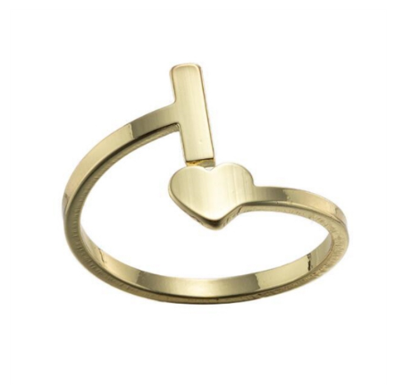 Fashion Heart 26 Letters Rings For Women Gold Color A-Z Initials Opening Ring Alphabet Finger Accessories Party Jewelry Gifts I