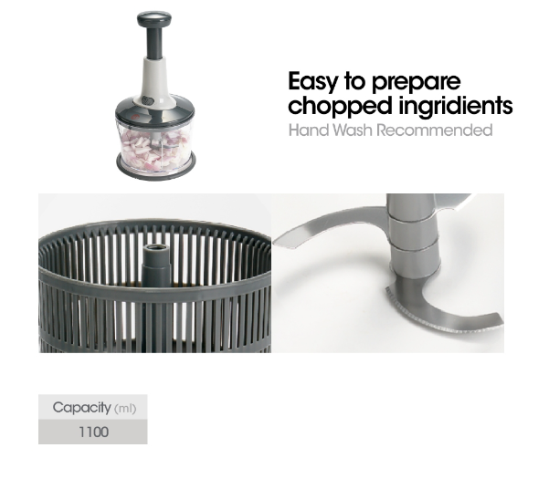 SLIQUE Ricer Chopper 1100ml Anti-Slip Base Portable Grinder Manual Mincer Crusher Kitchen Essentials