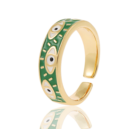 Turkish Evil Eye Adjustable Rings Colorful Enamel Dripping Oil For Women Jewelry Gifts CC