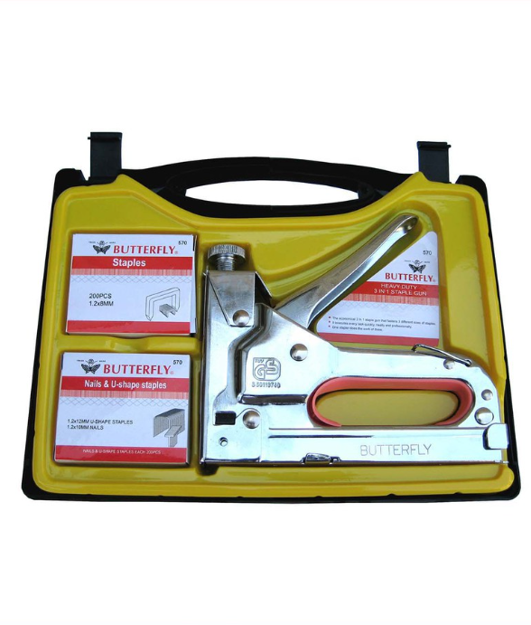 Butterfly Tools Heavy Duty 3 in 1 Staple Gun Tacker with 600 Pieces Staples