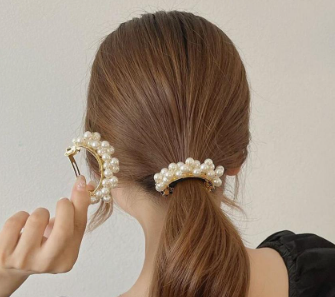 Korean Girls Alloy Pearl Beads Hair Clip For Women Barrette Ponytail Hairpin Hair Accessories