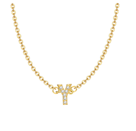 Vnox Initial Choker 18K Gold Letter A-Z Pendant Necklace Accessories for Women Y