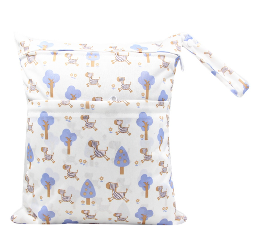 30x37cm Cloth Diaper Wet Dry Bags Double Zipper Mixed Color Printed Portable Waterproof Dag Storage Bag Swimwear Bag C46