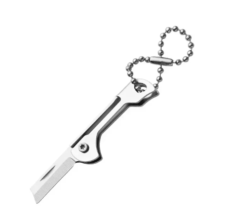 1Pc Outdoor Camping Supplies Stainless Steel Folding Knife Mini Square Head Multi-function Pocket Keychain Pendant