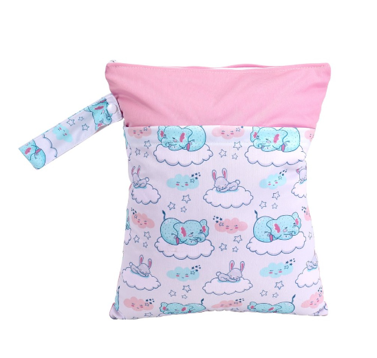 Reusable Waterproof Pattern Double Pocket Diaper Wet Bag DWB14