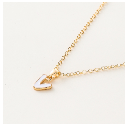 St.kunkka Three-Dimensional Metal English Letter Pendant Necklace Ladies Necklace A-Z for Gift V