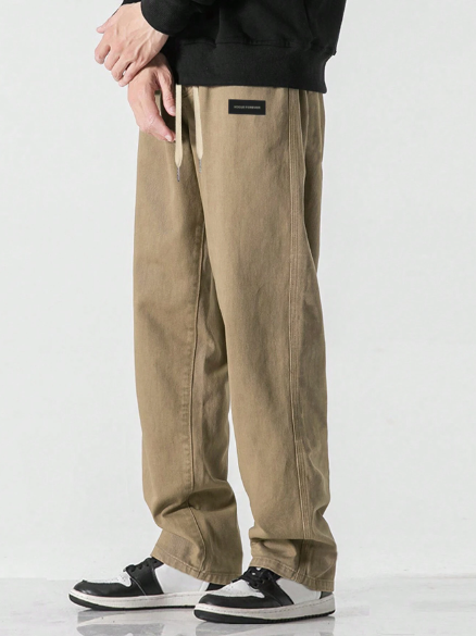 Men Casual Khaki Straight-Leg Pants, Spring And Autumn Fashionable And Versatile Vintage Trousers