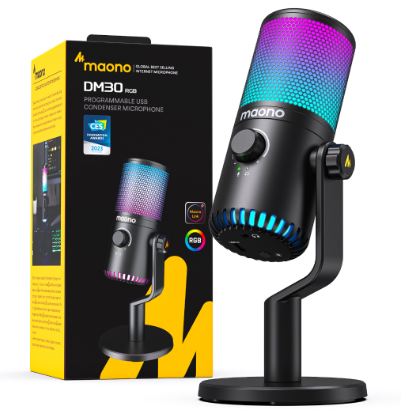 Maono DM30 USB Microphone RGB Gaming Microphone Computer Mic USB Gaming Mic With Mic Gain And RGB Lighting