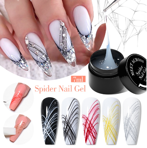 MEET ACROSS Spider UV Gel Clear Painting Nail Art Gel Polish High Elasticity Soak Off DIY Manicure Varnish 7ML