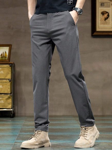 Men's Comfortable Basic Casual Pants With Elastic Waistband
