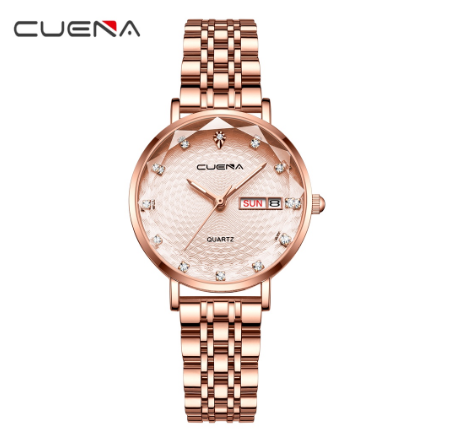 CUENA Women's Watch Top Brand Fashion Business Elegant Luxury Analog Quartz Stainless Steel Waterproof 6002 F01