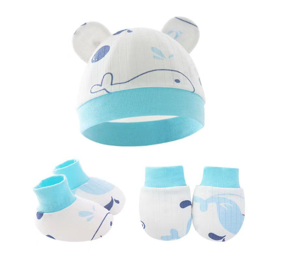 Baby hat Baby Mittens Booties Set newborn cap infant hats fashion Soft Cotton newborns Beanie 10