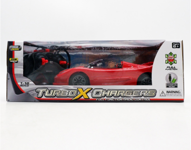 Dream Machine 1:16 Scale Turbo X Chargers Full Function Radio Control - Convertible Red Car