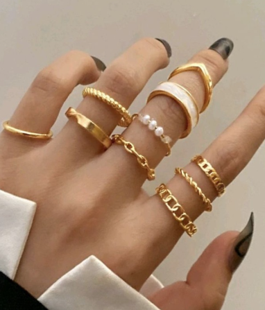 SET OF 4 Minimal Classic Gold Stackable Layered Classy Trendy Ring