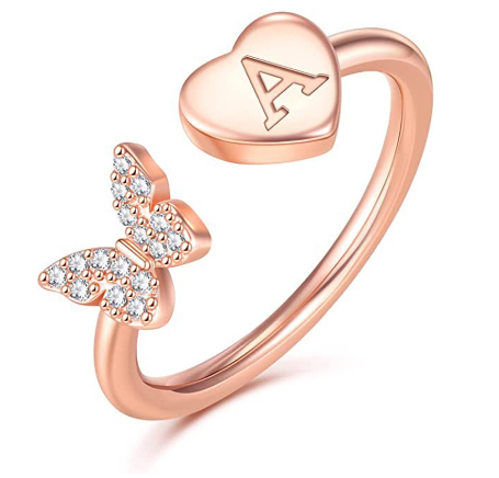 26 English letters Diamond ring Women's adjustable opening copper ring Jewelry A