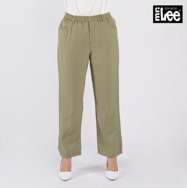 Stylistic Mr. Lee Ladies Basic Non-Denim Trouser Colored Pants for Women Trendy 135294 Green