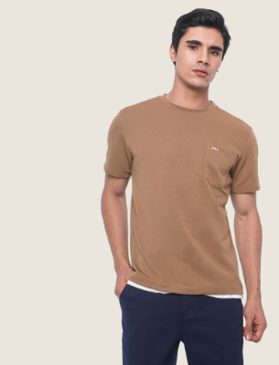Memo Textured Double Layer Hem Pocket T-Shirt For Men