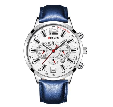 Fashion Mens Sports Watches Men Stainless Steel Quartz Wrist Watch Calendar Luminous Clock Man Business Casual Leather Watch 8