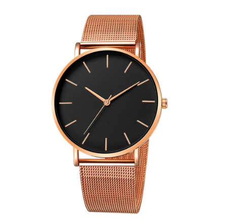 Men Fashion Simple Watch Ultra-thin Mesh Belt Stainless Steel Quartz Watches M6