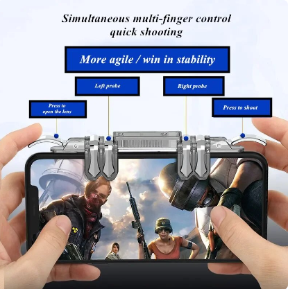 Z06 6 Fingers Adjustable Phone Gamepad for Pubg Gaming Controller Shooter Trigger Fire Handle Button Joystick for IPhone Android