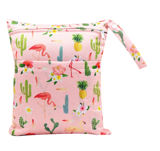 30x37cm Cloth Diaper Wet Dry Bags Double Zipper Mixed Color Printed Portable Waterproof Dag Storage Bag Swimwear Bag C41