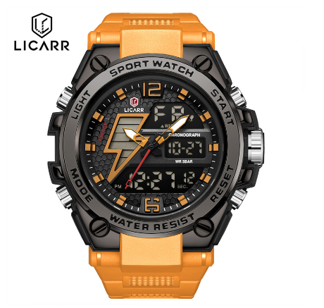 LICARR Brand Original Men's Watches Fashion Analog Digital Casual Waterproof Date Sports Men's Watch Stopwatch 9513 004