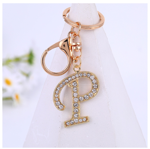 New A-Z 26 Letter Key Chains Stainless Steel Keychain Charm Fashion Accessories Key Ornaments P