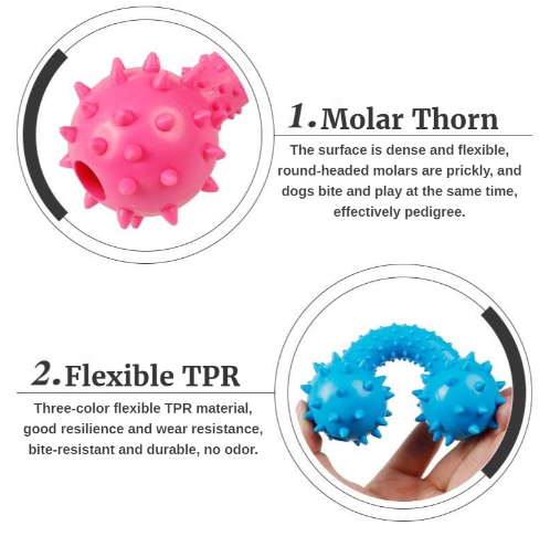 Dog Puppy Chew Toy Resistant To Bite Bone Molar Thorn TPR Ball Pet Toys