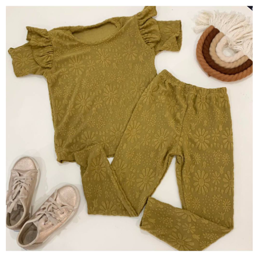 Gwen Kids Ruffle Sleeve Tee and Leggings Terno for Girls D10