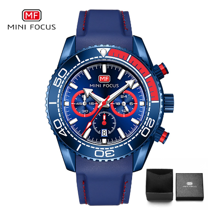 Mini Focus Men Watch Luxury Brand Waterproof Chronograph Luminous Multifunctional Sports Watch ALL BLUE