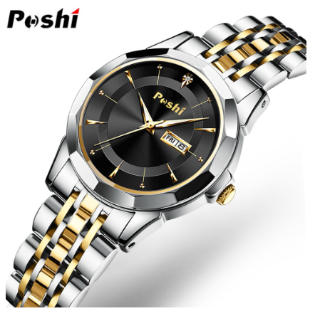 POSHI Women Watch Waterproof Luminous Stainless Steel Watch Fashion Elegant Ladies Quartz Wrist Watch Woman Casual Watch SILVER GOLD BLACK