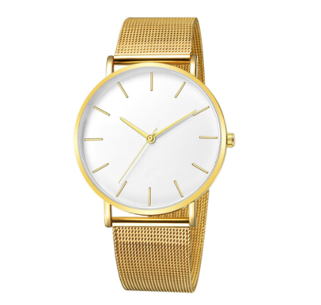 Men Fashion Simple Watch Ultra-thin Mesh Belt Stainless Steel Quartz Watches M2