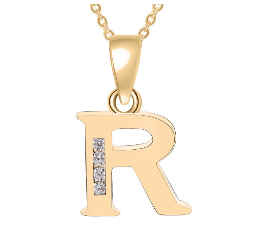 Couple Jewelry Fashion Gift Gold Color Cubic Zirconia A-Z Letter Copper Women Chain Pendant Initial R