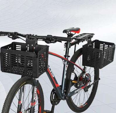 Detachable Folding Front Bike Basket, Fold-up Bike Front Bag for w/ Handle Bag Cargo Rack Rear