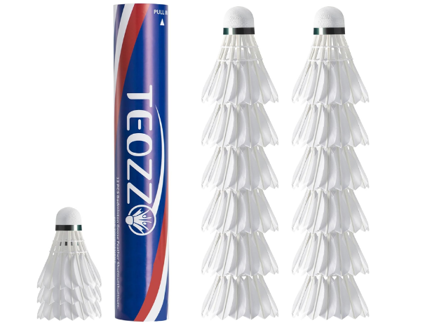 Badminton Birdies Shuttlecocks Goose Feather Nylon Pack of 12, Stable and Sturdy High Speed Shuttles for Indoor and Outdoor Training Sports
