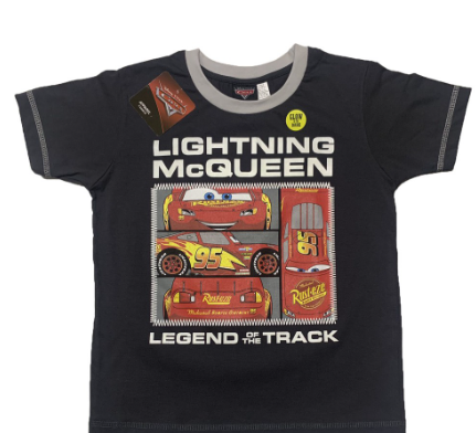 Disney Cars Lightning McQueen LMQ The Legend Boys Kids Charcoal Glow In The Dark T-Shirt