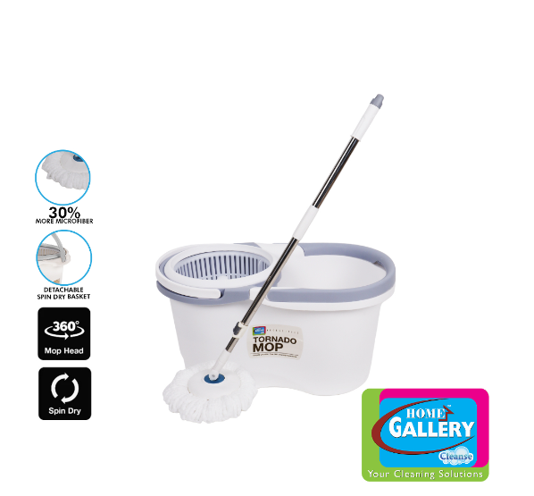 Home Gallery Tornado Mop & Spin Dry Bucket with 1 Microfiber Mop Head Set | ZT33A/N