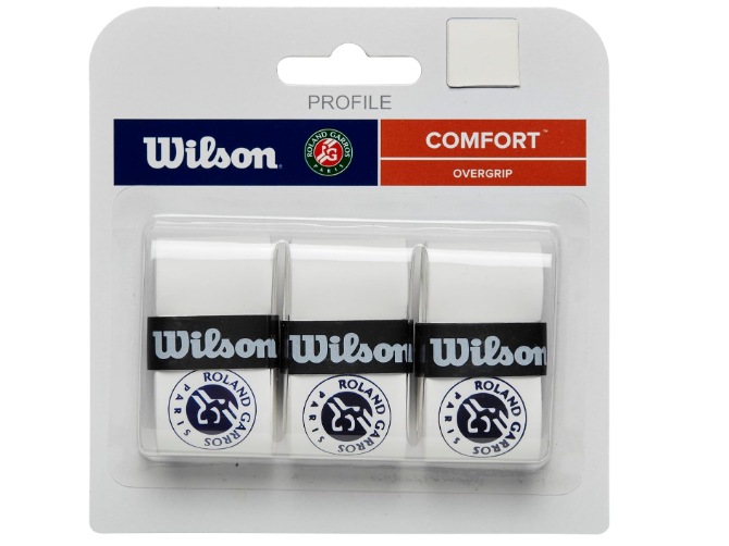 WILSON Roland-Garros Tennis Overgrip - 3 Pack, White/Navy