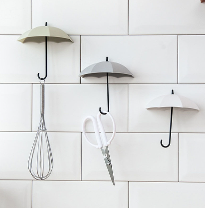 Cute Colorful Umbrella Wall Hook, Keychain Storage Box, Sticky Hook Seamless Wall Hook, Universal In Home Office (3Pcs)
