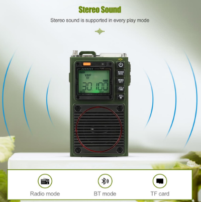 Retekess TR111 Portable FM AM Radio Emergency Radio Ham Rechargeable Radio Wireless Bluetooth Speaker Support TF Card