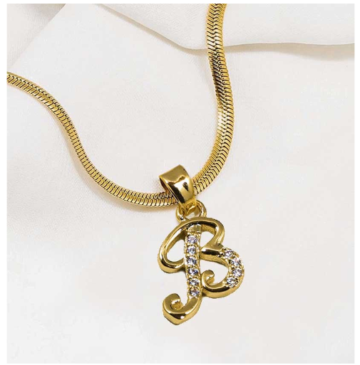 LAJ 18k Gold Stainless Steel Initial A-Z Necklace SLP116 LETTER with LX873D FREEBOX B