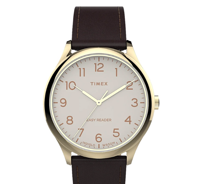 Timex Easy Reader Strap Brown Leather Analog Quartz Watch For Men TW2V28100 STYLE