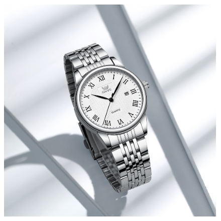 OPK Watch For Couple Waterproof Original Women And Men Watches Stainless Steel Fashion Calendar Quartz Elegant Wrist Watch WHITE DIAL for MEN