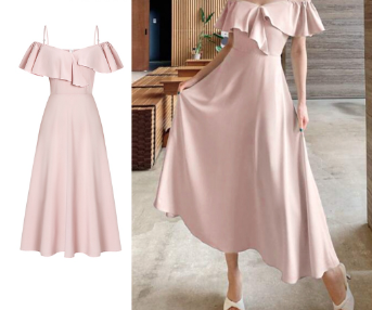 Lovito Women Elegant Plain Ruffle Wrap Dress L65ED181 Pink