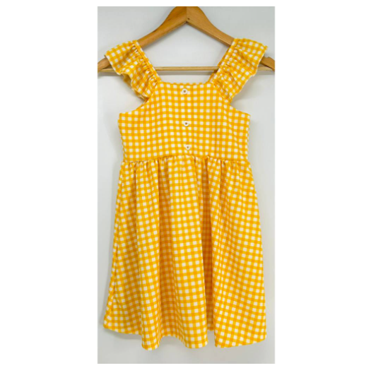 Sonya Kids Fashion Ruffle Top Dress Plain Gingham C12